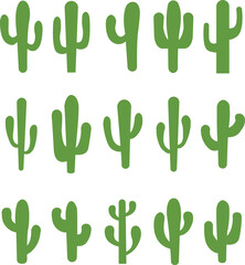 Cactus icon set. Cactus silhouette vector collection isolated on transparent background. Home plant flat and line element. Mexican desert plant pictogram. Wild cactus linear nature garden symbol