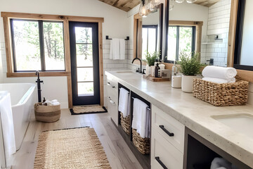 Luxurious farmhouse bathroom design