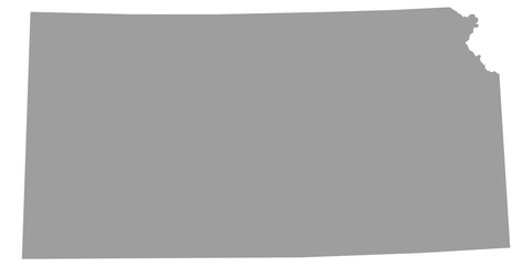 Obraz premium Kansas Map. Gray solid map of the state of Kansas