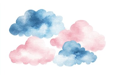 Watercolor clouds in pink and blue.