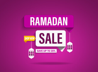 Ramadan Kareem Sale web banner victor design template.  Eid Exclusive Discount, Flash sale , Mega sale  offer with Realistic Ribbon. A template for Eid sale greetings.