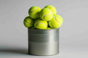 Several Tennis Balls Are Placed Inside a Metallic Canister