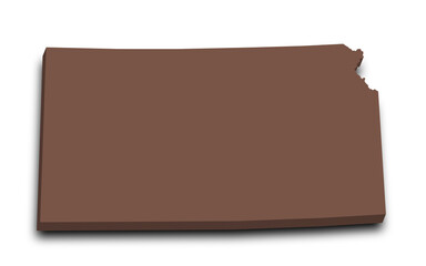 3d Kansas map state with color. United State of America, US, United State