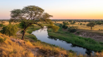 Tranquil Dawn Reflections in Calm Waters