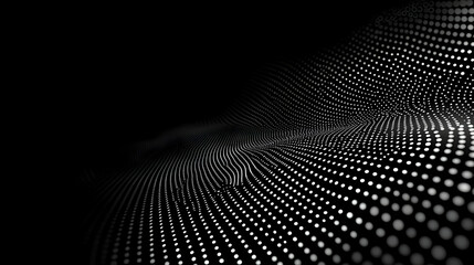 Abstract White Dotted Wave Pattern Against Black Background for Technology Concepts