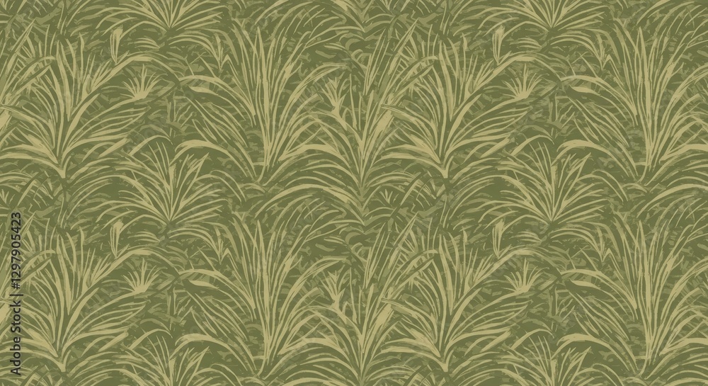Poster botanical pattern: a seamless botanical pattern features intricate designs of leaves and plant-like 