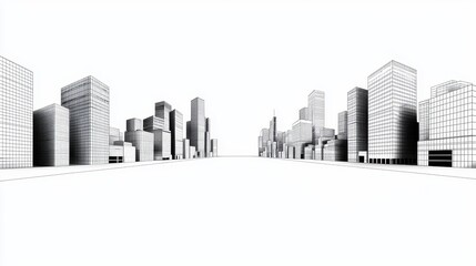 Naklejka premium Urban landscape illustration cityscape digital art minimalist aerial view geometric design