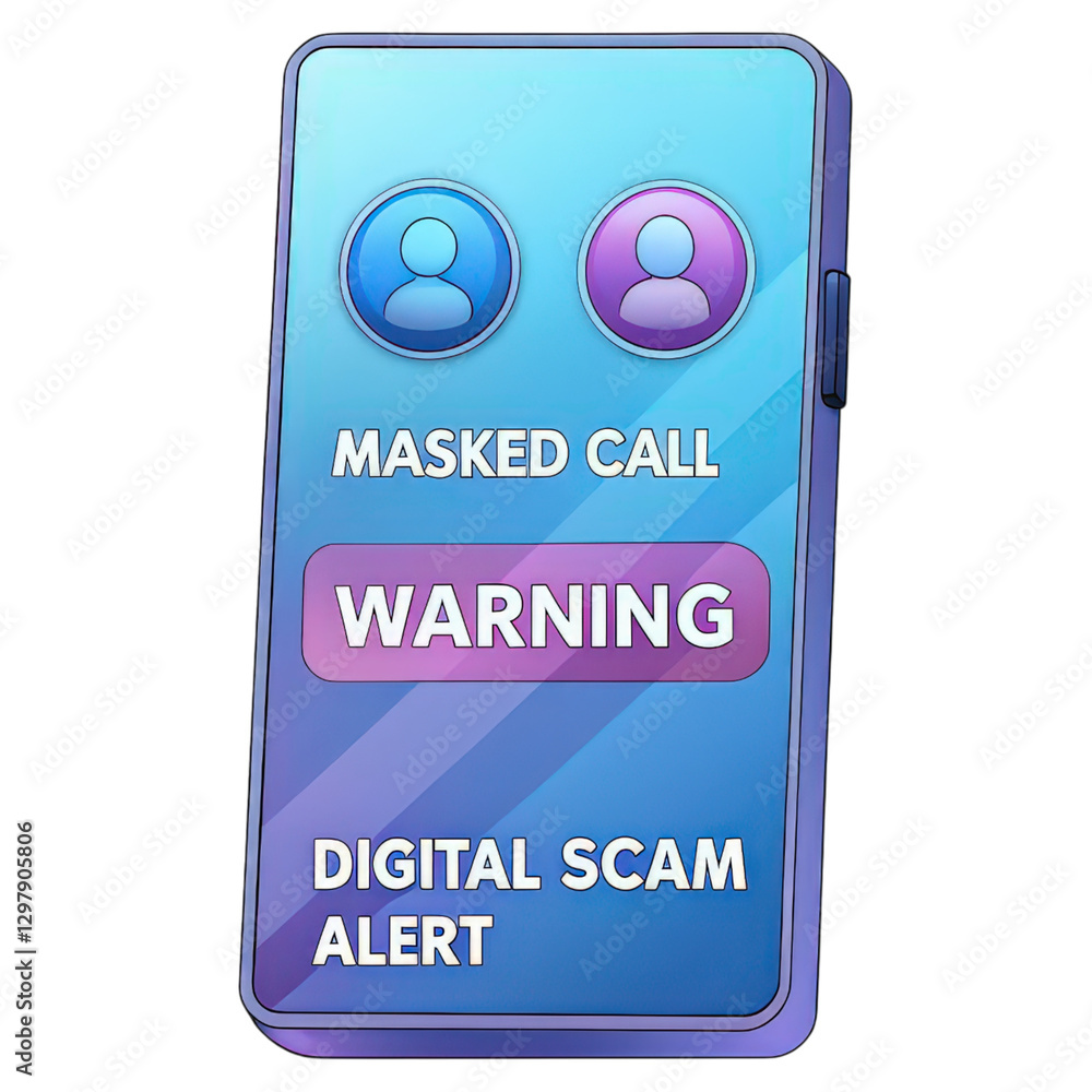 Aufkleber a smartphone screen shows a masked call warning, indicating an incoming call from an unknown number.
