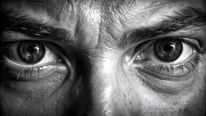 Fototapeta premium close up of an eyes of angry in black and white