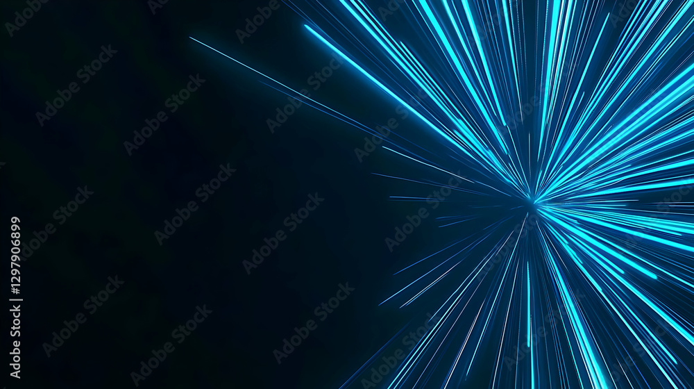Aufkleber abstract blue digital lines on black background representing data flow and technological advancement