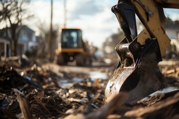Fototapeta premium The work of local governments coordinating disaster recovery efforts. 