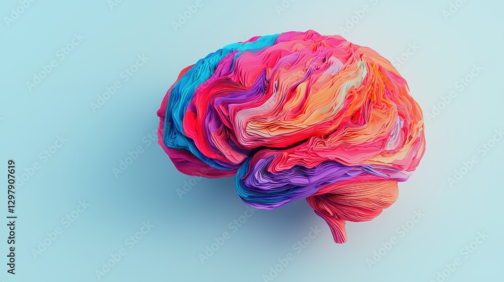 Poster creative problem solving concept. vibrant swirling brain an abstract representation of the cognitive