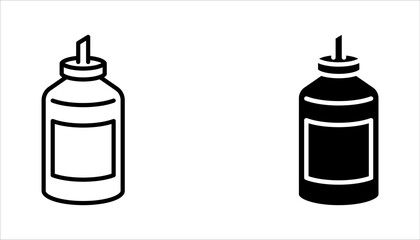 Chili sauce icon set. Hot Spicy Chili Pepper Sauce simple line vector icon, vector illustration on white background