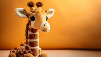 Adorable Soft Giraffe Plush Toy on a Warm Golden Background