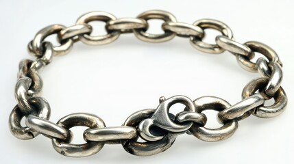 Fototapeta premium Silver Chain Bracelet on White