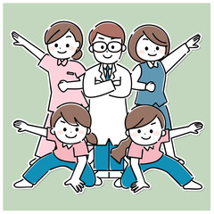 ヒーローポーズの在宅医療チーム　白縁あり