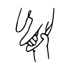 mother and child hands minimalist line art vector