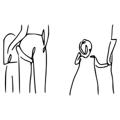 abstract line art sketch of a happy family