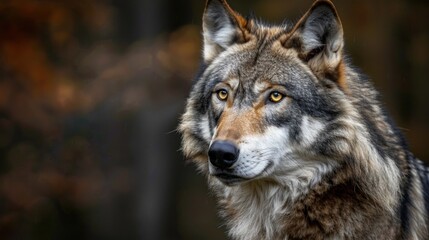 Obraz premium Powerful Wolf animal wildlife in dramatic background. AI generated image