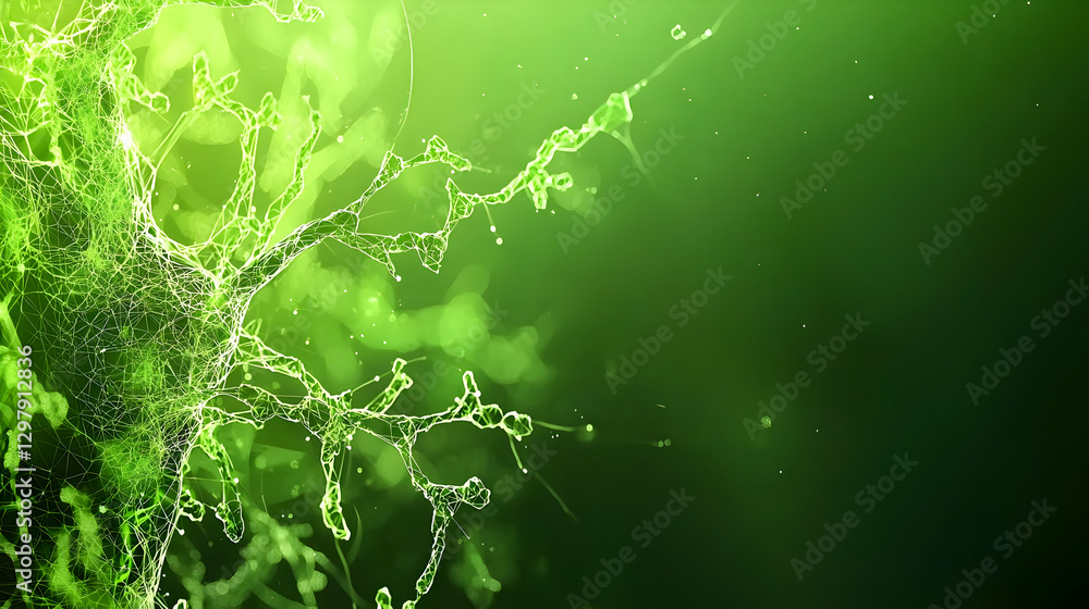 Aufkleber abstract green texture with light and futuristic wireframe design on blurred background