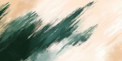Abstract Painting With Dynamic Brushstrokes In Green And Beige Tones An Elegant And Modern Artwork Featuring Smooth Swirls And Fluid Movements