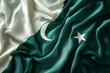 Luxurious Silk Flag of Pakistan Captured in Elegant Motion