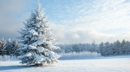 Fototapeta premium Snowy Fir Tree in a Winter Wonderland