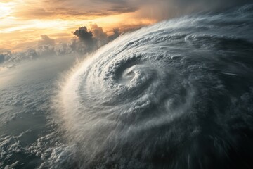 A major hurricane approaching the coast, with dark clouds and strong winds.