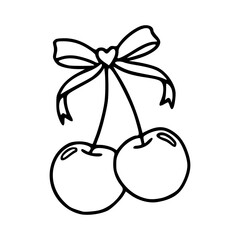 red cherries with a ribbon