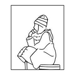 simple line art of a seated person in thoughts