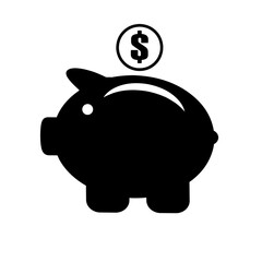 piggy bank and coin icon