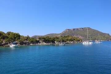 Sights of Turkey - A coastal scene at Gemiler Island (St. Nicholas Island), near Fethiye, Mugla, Turkey
