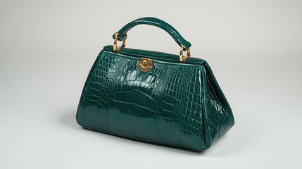 Teal Crocodile Handbag Studio Shot