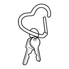 outline drawing of heart carabiner and keys
