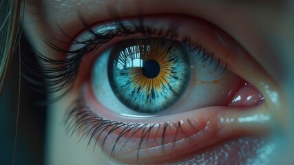 Fototapeta premium male bright eye blue and brown color close up