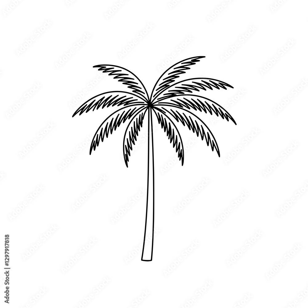 Poster palm silhouette: an elegant outline of a palm tree against a simple background. perfect for adding a