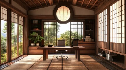 Obraz premium Japanese Style Office Interior Design