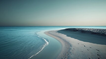 Obraz premium Serene Beach at Twilight with Gentle Waves and Soft Sand