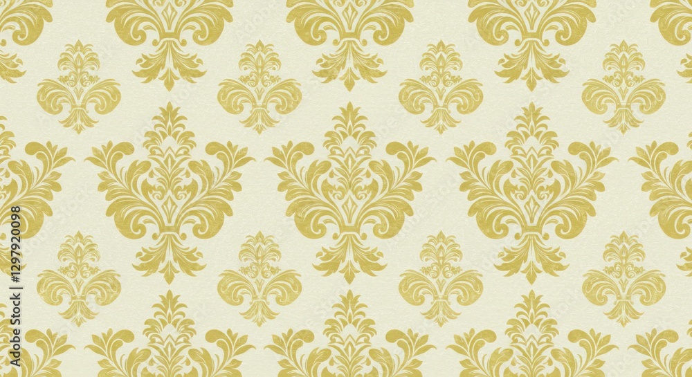 Poster gold damask pattern: an opulent gold damask pattern repeats across the canvas, a classic design elem