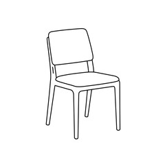 Minimalist Chair Illustration: A clean, precise line drawing of a modern chair, showcasing its simple form and functional design, perfect for architectural visualizations or design concepts.