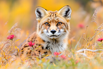Obraz premium Fox in Autumn Meadow; Portrait
