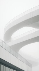 Fototapeta premium Abstract architectural curves in fog: modern minimal design