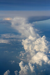 Dramatic cloudscape and from the airplane's window