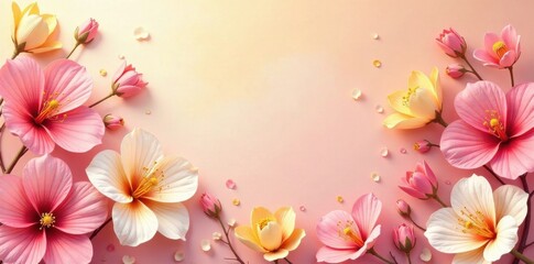 Abstract floral pattern with soft pink and yellow hues, design, pattern, floral