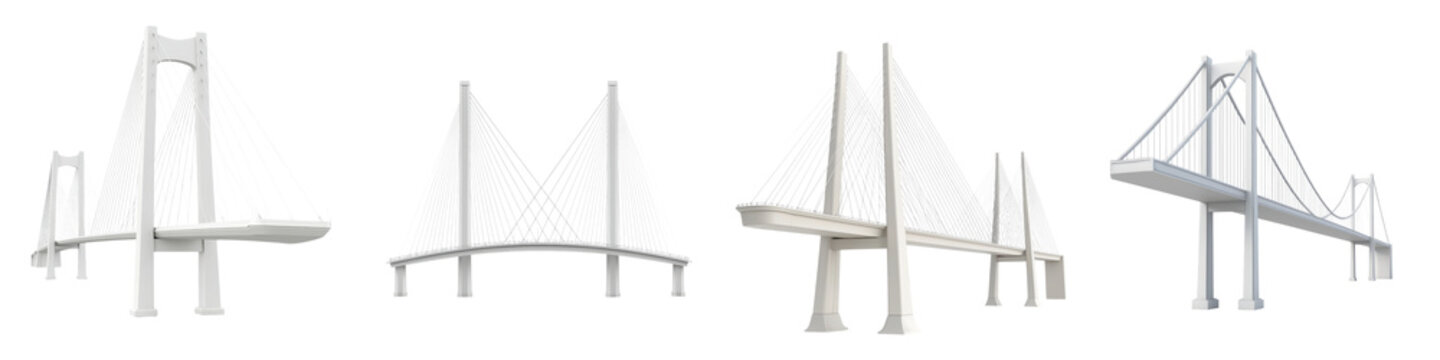 Majestic cable stayed bridge with its distinctive design and architecture spanning gracefully over a river in the heart of a modern developed cityscape
