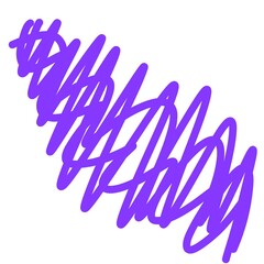 Abstract illustration with bold purple scribbles on a white background