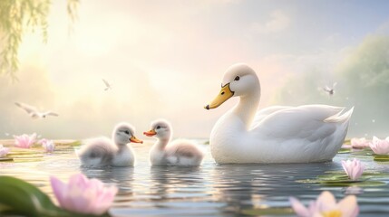 Obraz premium Playful Spring Moments Around Scenic Lakes