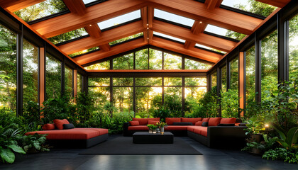 Obraz premium Modern Sunroom with Lush Plants
