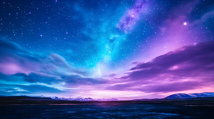 Fototapeta premium Night Sky Aurora Over Mountains