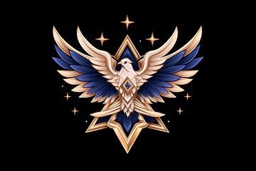 Obraz premium Stylized Dove Emblem on Dark Background. Possible use for logos, game icons, or digital art